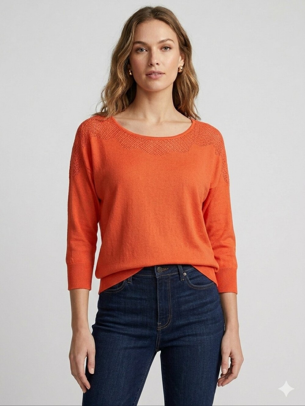 ANA Orange Lightweight Scoop-Neck Sweater size PL